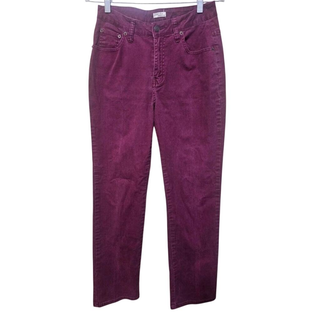 St. John's Bay Stretch High-Rise Straight Leg Jeans Women's Size 8 Burgundy